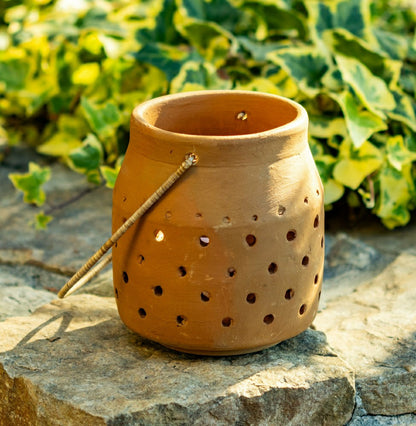 Cut-Out Dots Clay Lantern | Plow & Hearth
