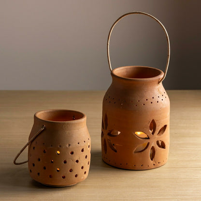 Cut-Out Dots Clay Lantern | Plow & Hearth