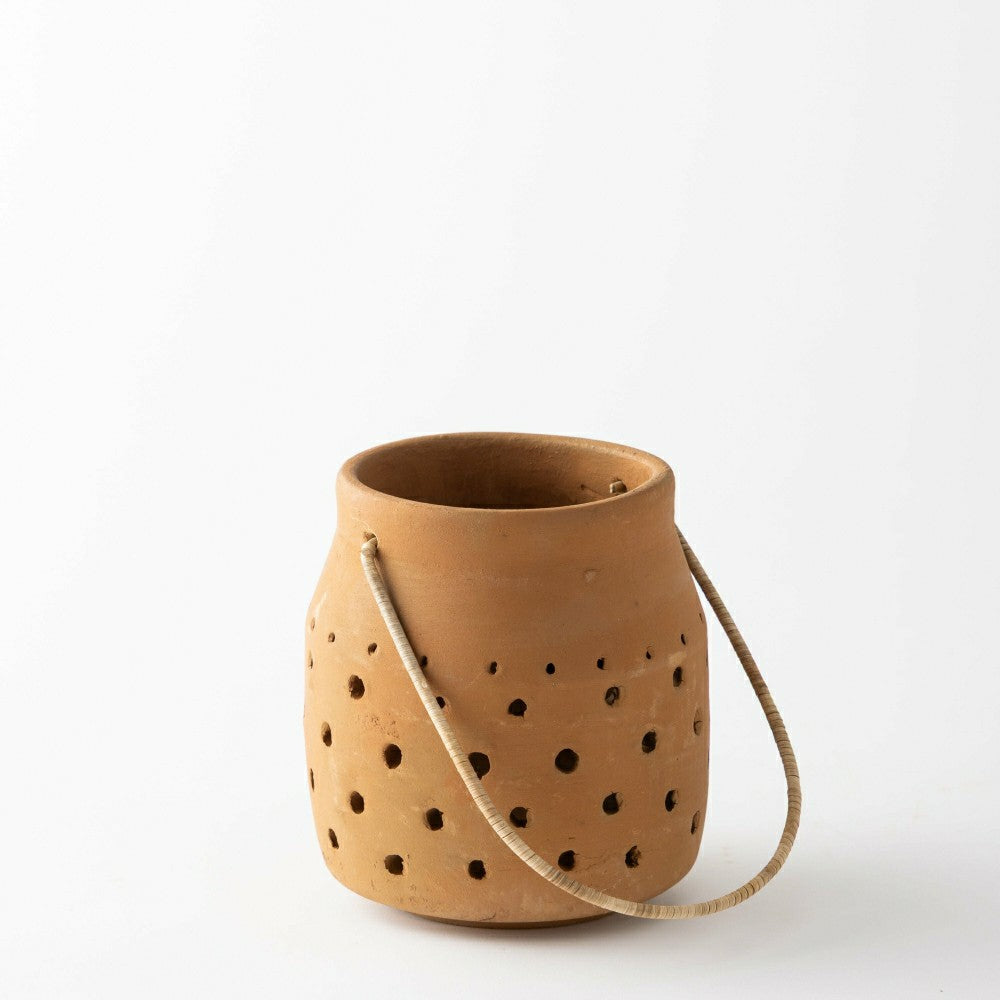 Cut-Out Dots Clay Lantern | Plow & Hearth