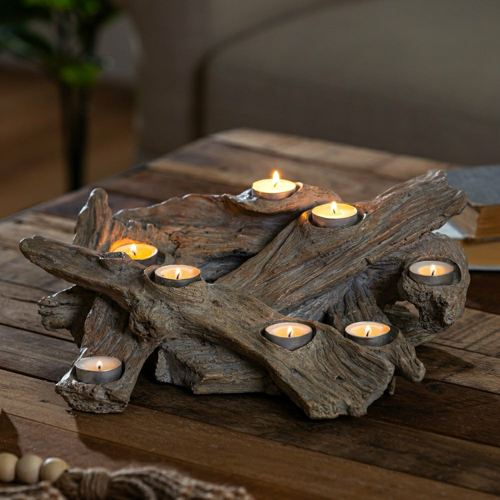 Resin Driftwood Hearth Candle Holder | Plow & Hearth