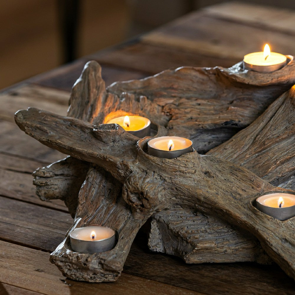 Resin Driftwood Hearth Candle Holder | Plow & Hearth