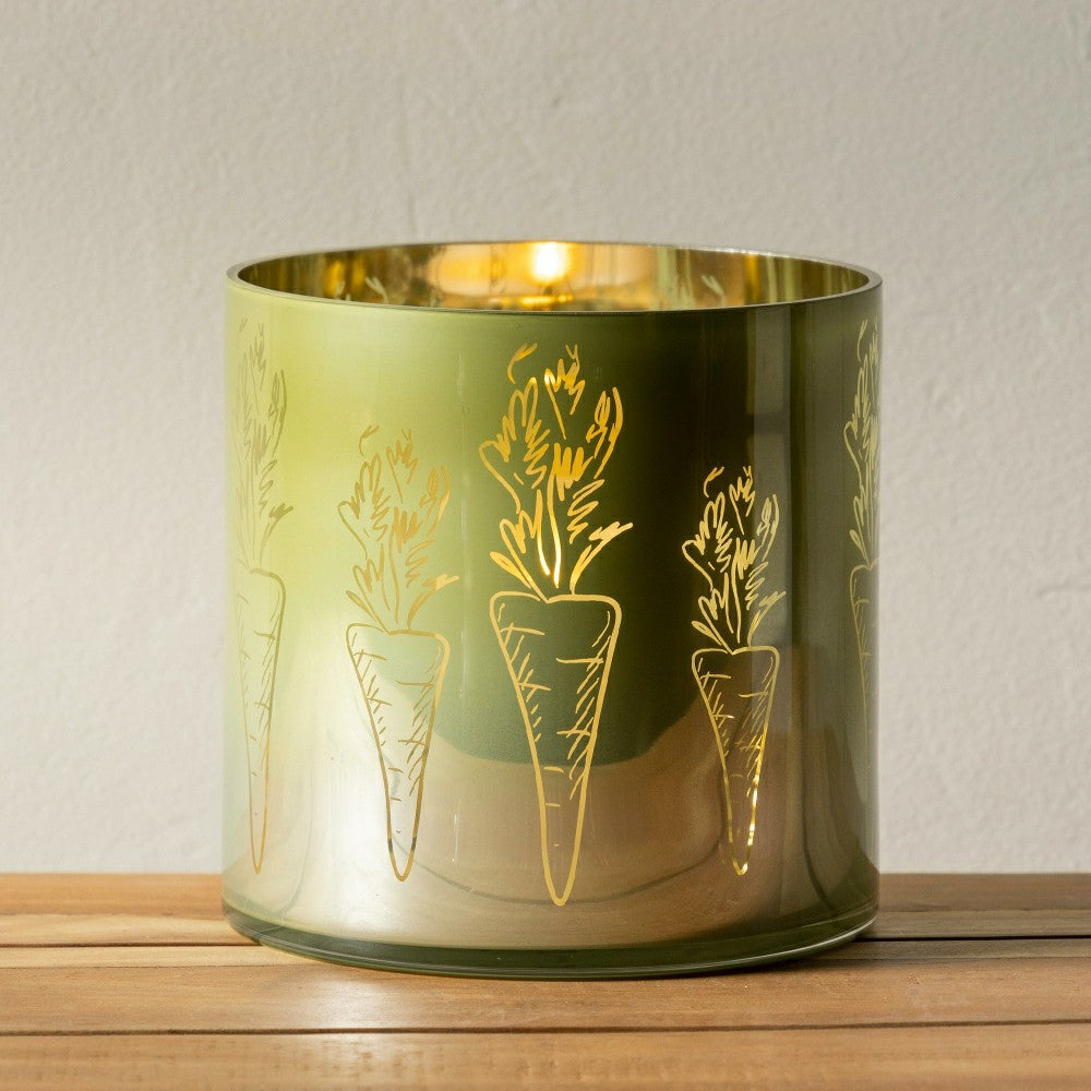 Carrot-Etched Glass Hurricane, Medium | Plow & Hearth