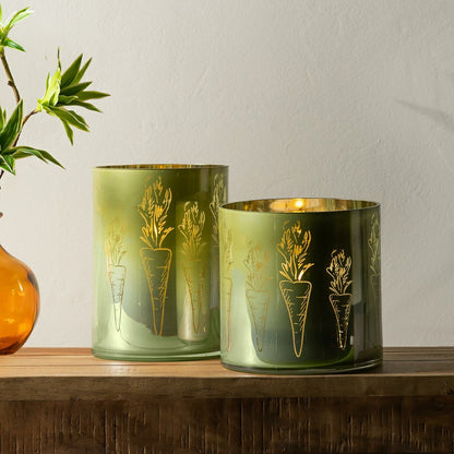 Carrot-Etched Glass Hurricane, Medium | Plow & Hearth