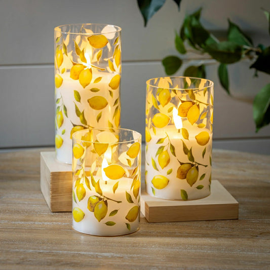 Lemon LED Glass Wax Candle Set | Plow & Hearth