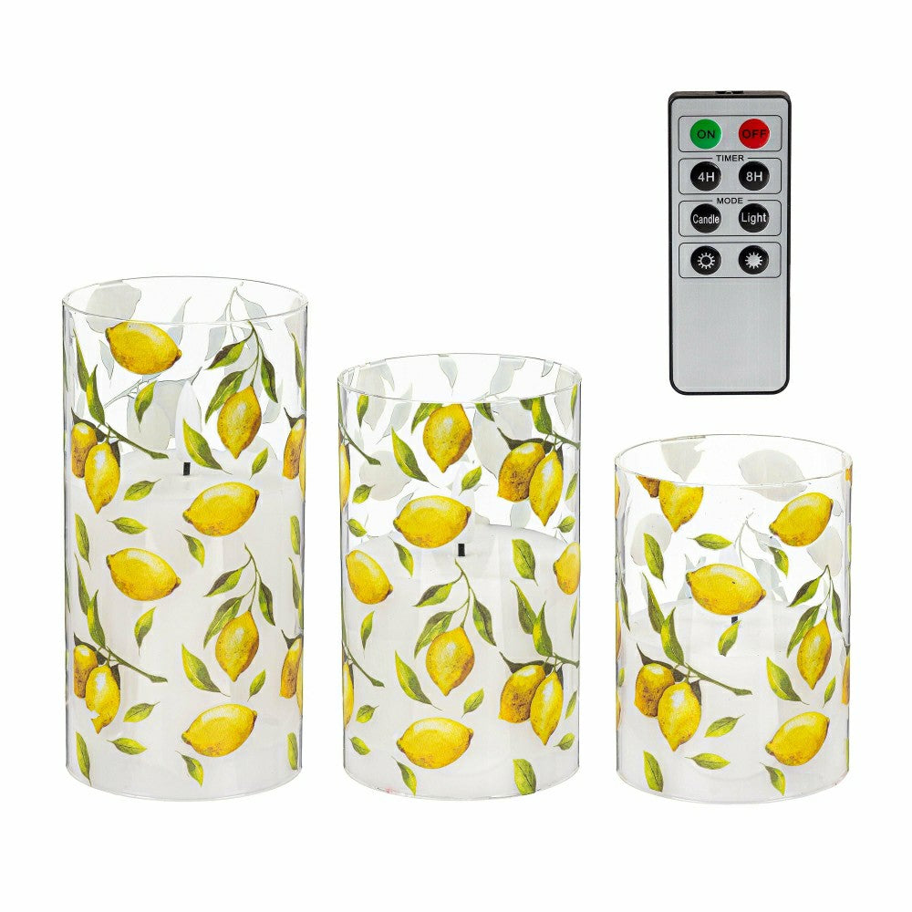 Lemon LED Glass Wax Candle Set | Plow & Hearth