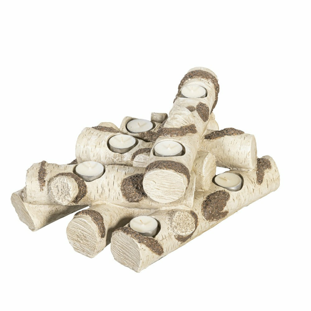 Resin Birch Logs Hearth Candle Holder | Plow & Hearth
