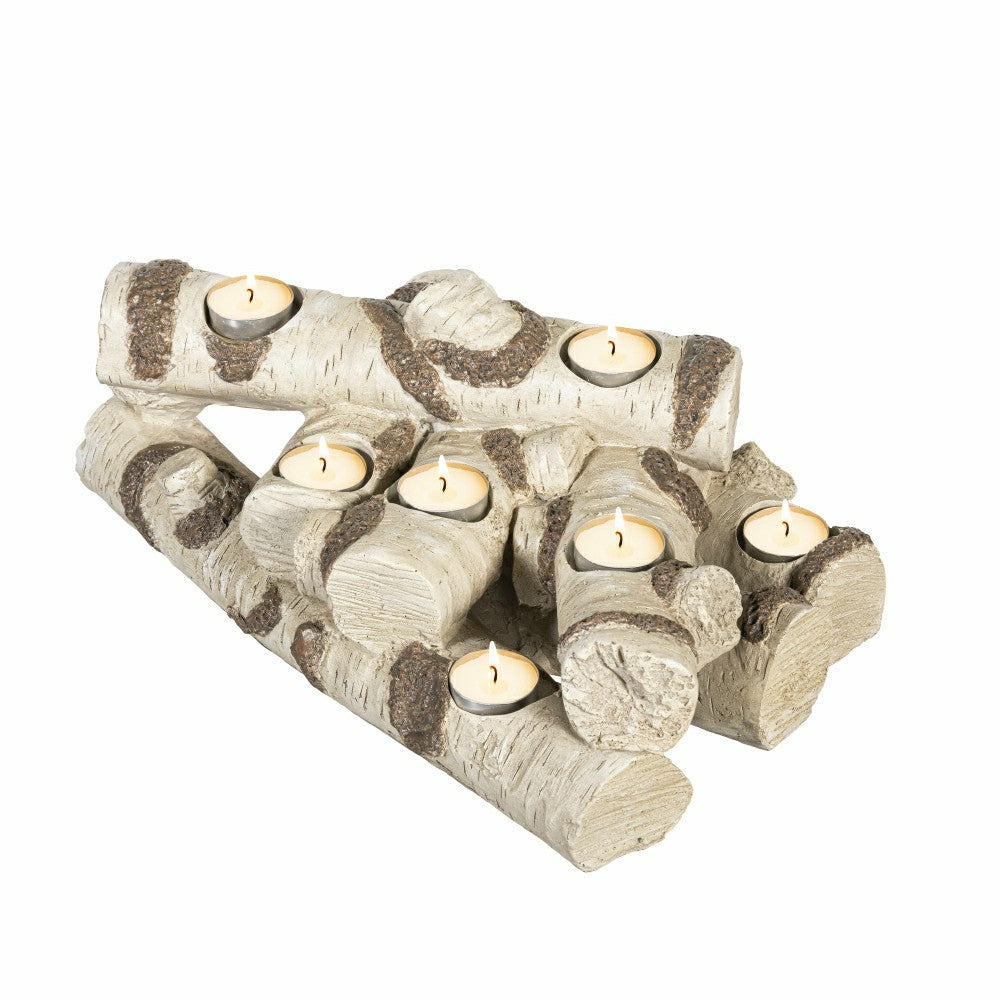 Resin Birch Logs Hearth Candle Holder | Plow & Hearth