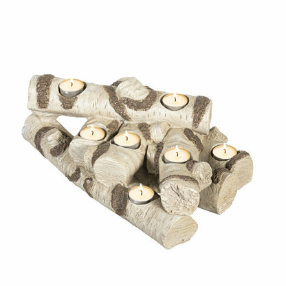 Resin Birch Logs Hearth Candle Holder | Plow & Hearth