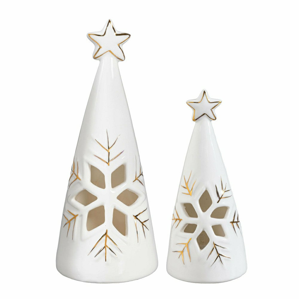 Season to Sparkle LED Table Decor Ceramic Christmas Tree with Snowflak | Plow & Hearth