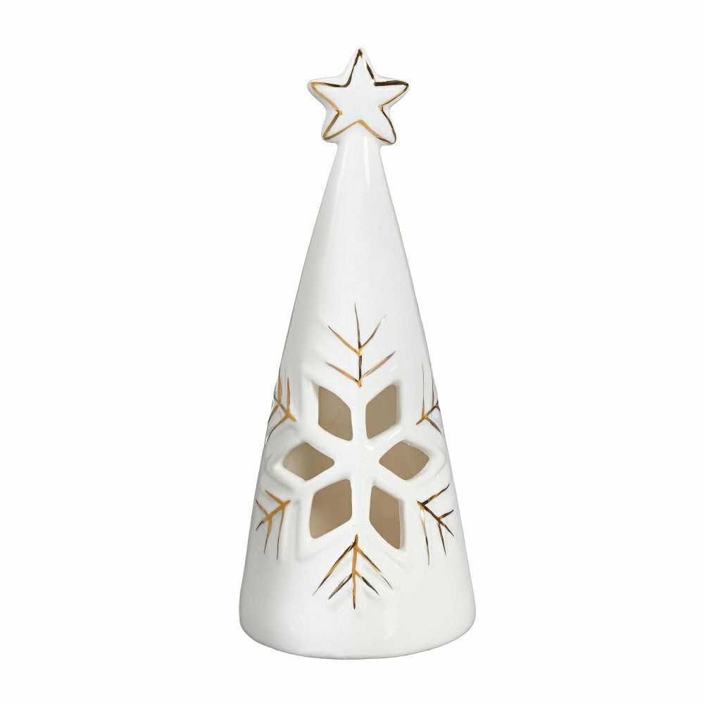 Season to Sparkle LED Table Decor Ceramic Christmas Tree with Snowflak | Plow & Hearth