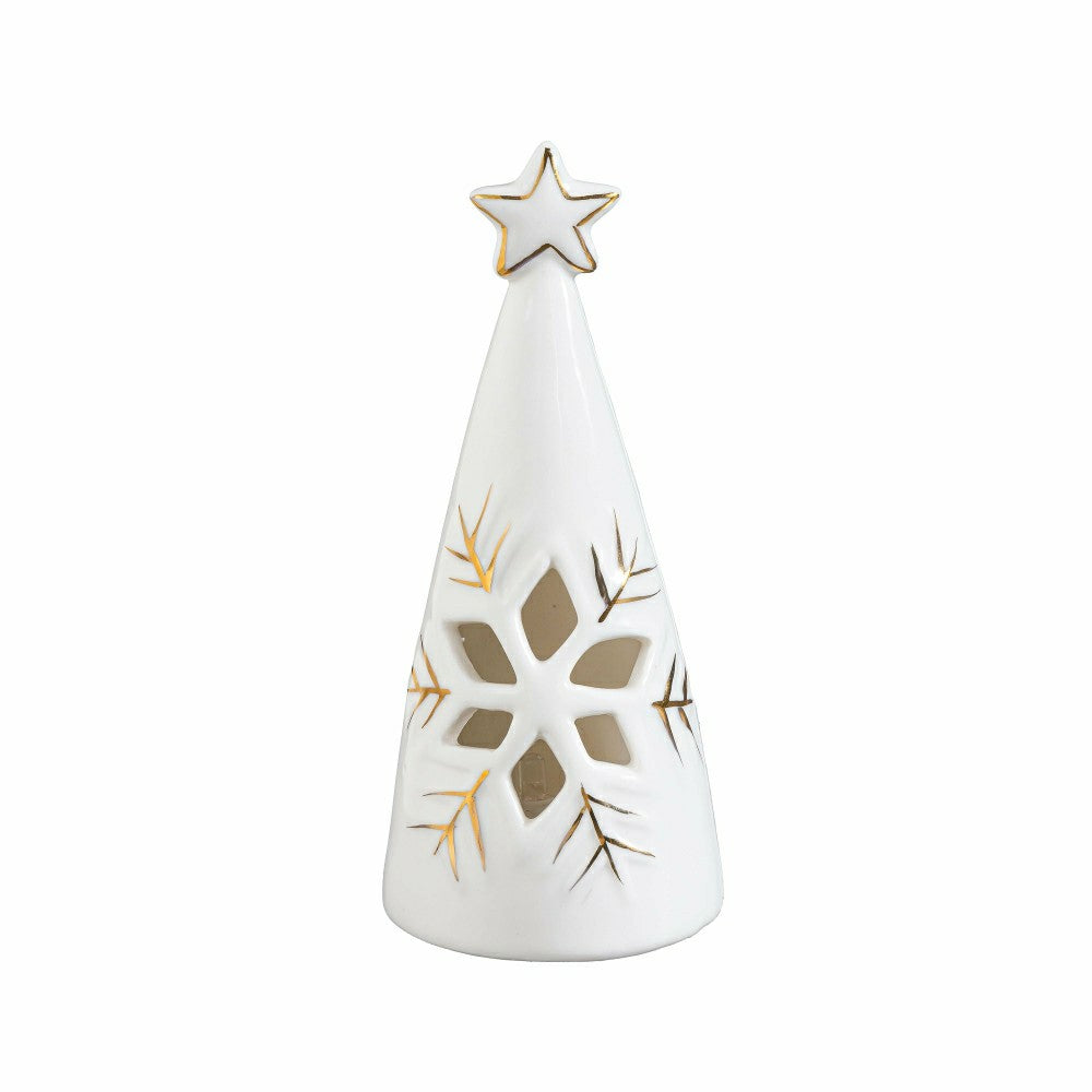 Season to Sparkle LED Table Decor Ceramic Christmas Tree with Snowflak | Plow & Hearth