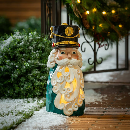 Joyful Traditions 16" LED Resin Nutcracker Garden Statue | Plow & Hearth