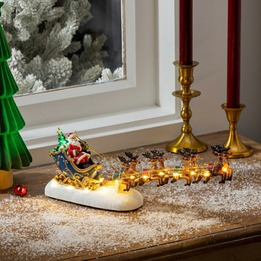 Heartfelt Cheer LED Table Decor Santa Sleigh Plastic Chasing Lights, 1 | Plow & Hearth