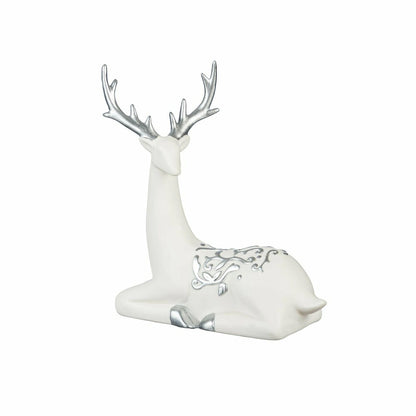 Season to Sparkle Table Décor Deer with Metallic Embellishment Ceramic | Plow & Hearth
