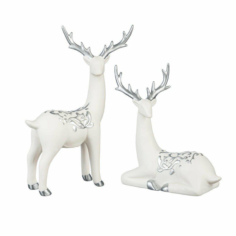 Season to Sparkle Table Décor Deer with Metallic Embellishment Ceramic | Plow & Hearth