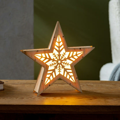 VivaStyle LED Table Decor, LED Wood Table Decor, Star, 10.4"H | Plow & Hearth