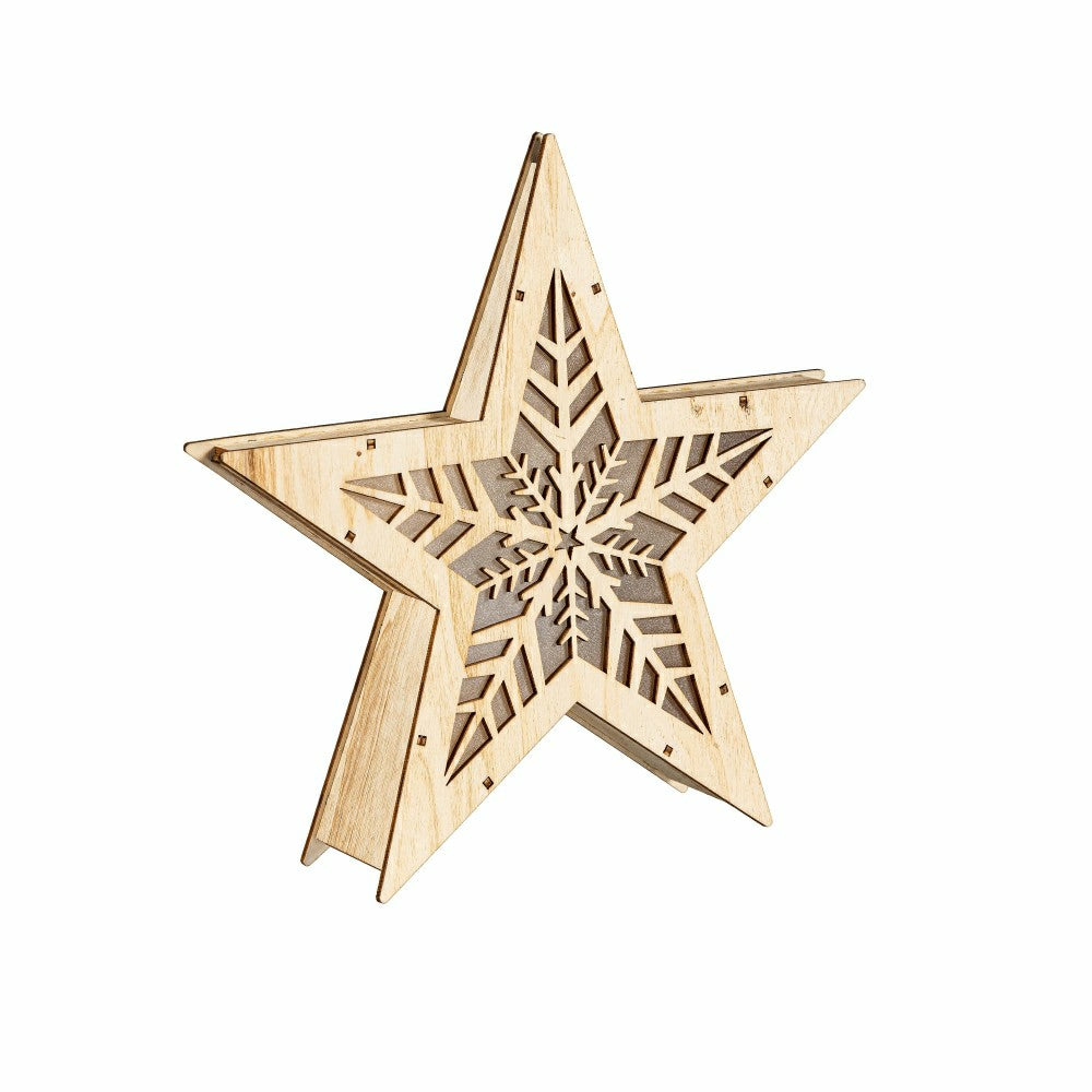 VivaStyle LED Table Decor, LED Wood Table Decor, Star, 10.4"H | Plow & Hearth