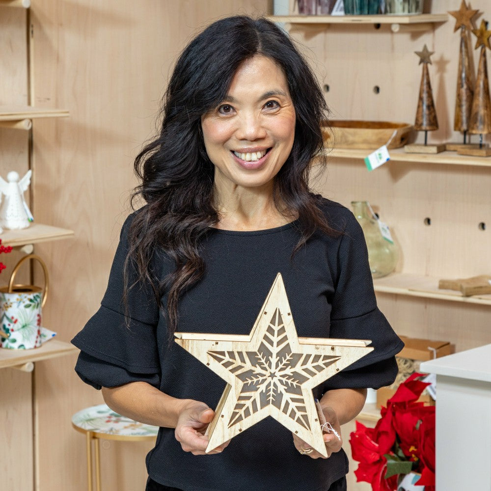 VivaStyle LED Table Decor, LED Wood Table Decor, Star, 10.4"H | Plow & Hearth