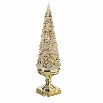 Shades of Emerald LED Table Decor Glitter Tree Spinning Acrylic Lanter | Plow & Hearth