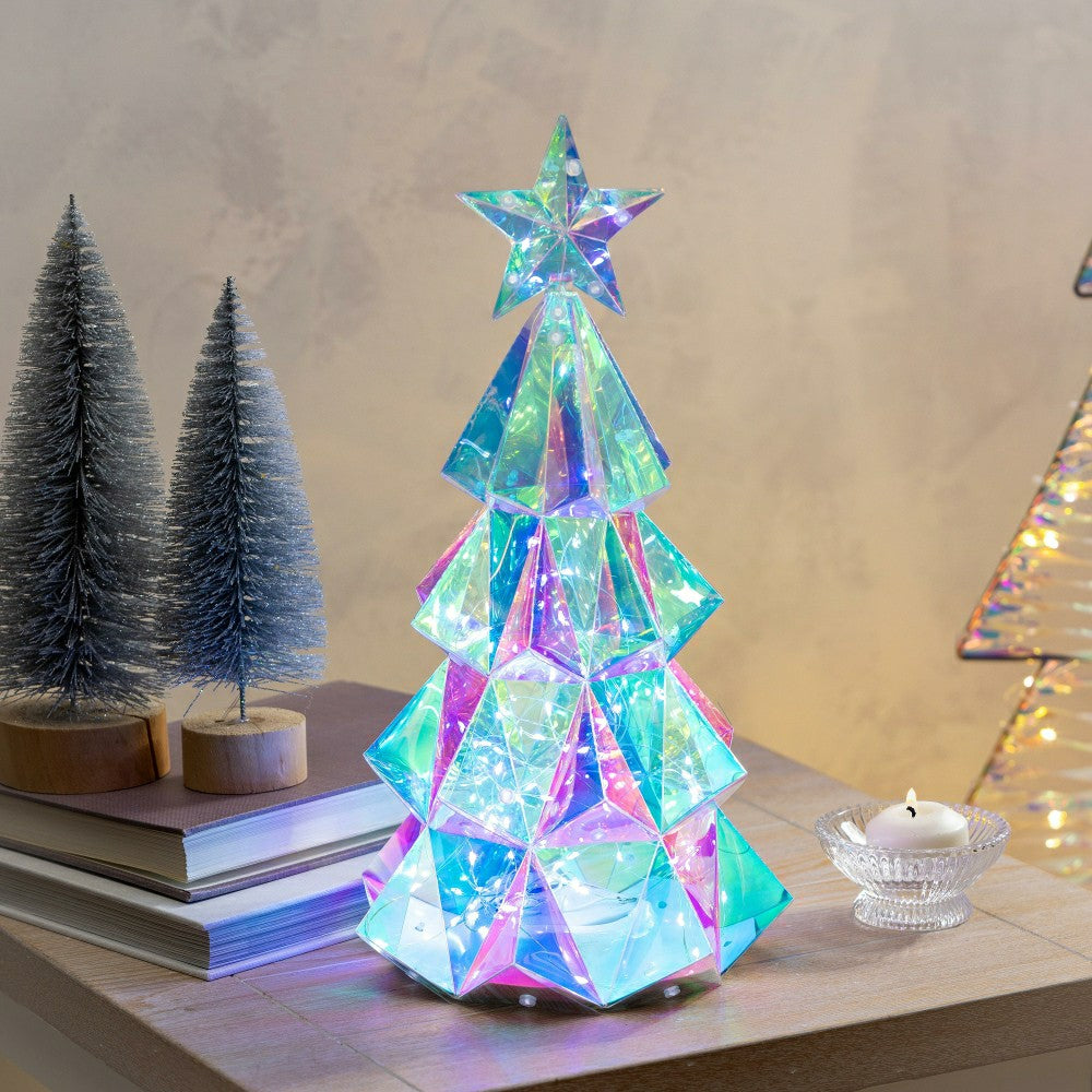 Season to Sparkle LED Table Decor Plastic Tree Iridescent, 15"H | Plow & Hearth