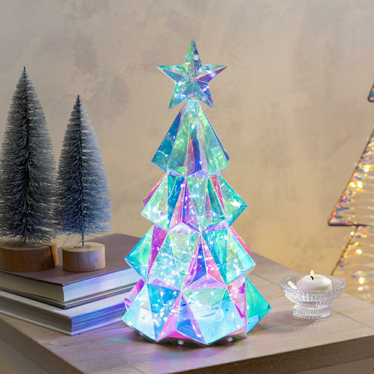 Season to Sparkle LED Table Decor Plastic Tree Iridescent, 15"H | Plow & Hearth