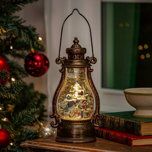 Hearfelt Cheer LED Table Decor Holiday Scene Plastic Water Lantern, 11 | Plow & Hearth
