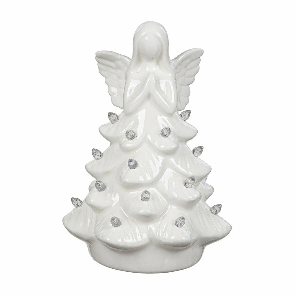 Nativity LED Table Decor Ceramic Angel Tree, 7.25"H | Plow & Hearth