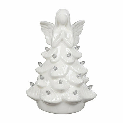 Nativity LED Table Decor Ceramic Angel Tree, 7.25"H | Plow & Hearth