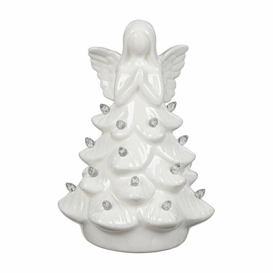 Nativity LED Table Decor Ceramic Angel Tree, 7.25"H | Plow & Hearth