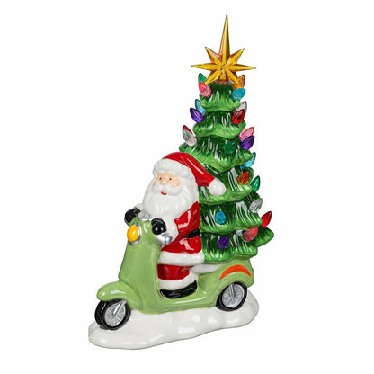 Heartfelt Cheer LED Table Décor Resin Santa on Scooter with Christmas  | Plow & Hearth