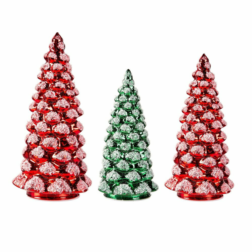 LED Glass Tree with Snow Table Décor Set | Plow & Hearth