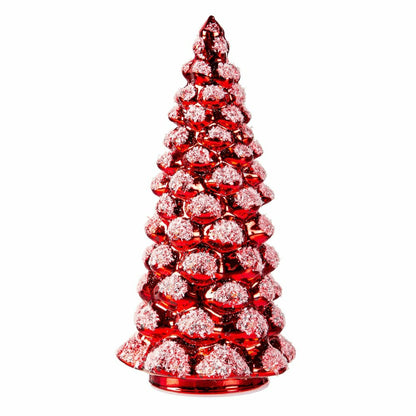 LED Glass Tree with Snow Table Décor Set | Plow & Hearth
