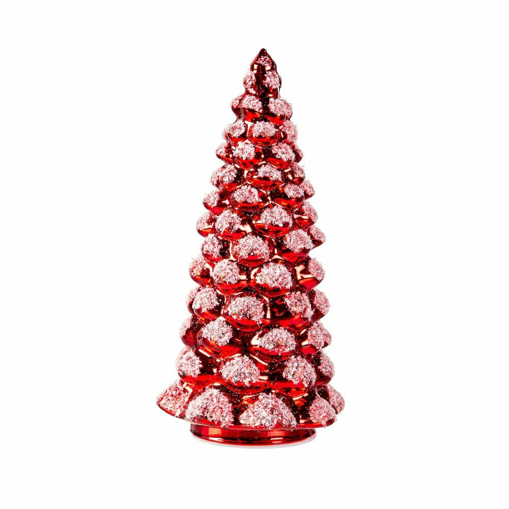 LED Glass Tree with Snow Table Décor Set | Plow & Hearth