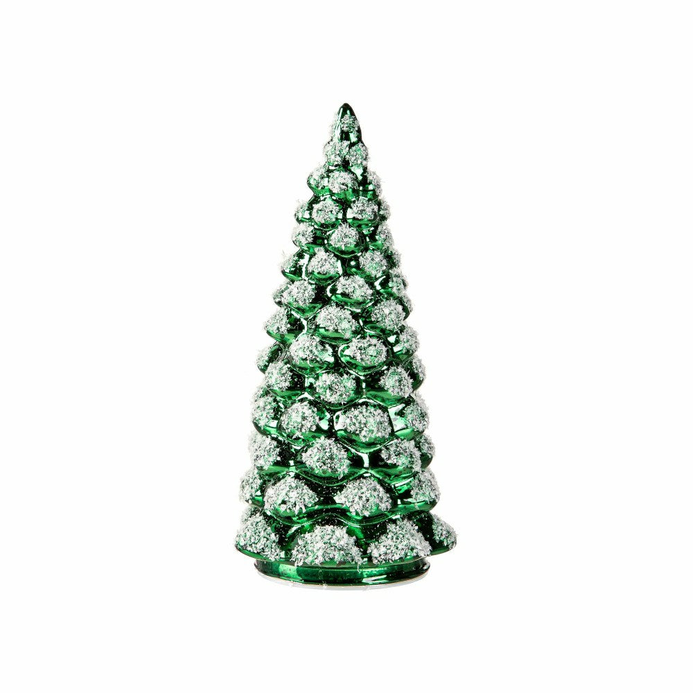 LED Glass Tree with Snow Table Décor Set | Plow & Hearth