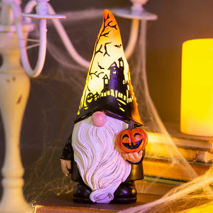 Halloween Gnome with Lighted Hat and Pumpkin | Plow & Hearth