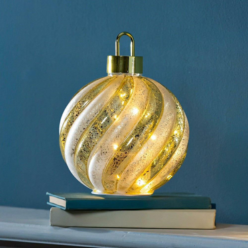 Season to Sparkle LED Table Decor Ornament Shaped Rotating Glass, 10"H | Plow & Hearth