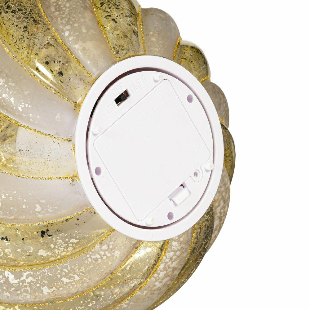 Season to Sparkle LED Table Decor Ornament Shaped Rotating Glass, 10"H | Plow & Hearth