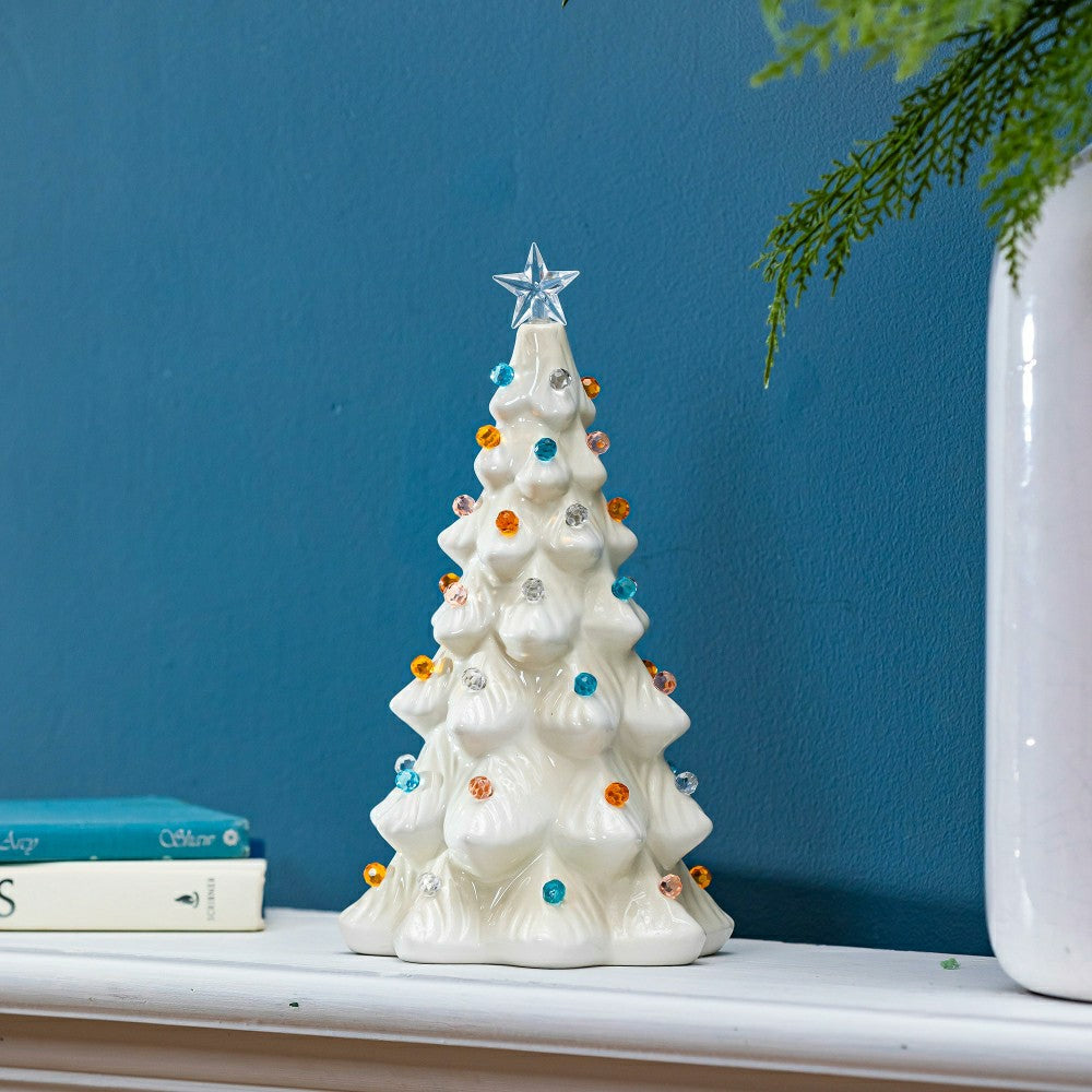 Season to Sparkle LED Table Décor Ceramic Christmas Tree, 11.25"H | Plow & Hearth