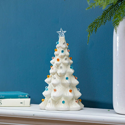 Season to Sparkle LED Table Décor Ceramic Christmas Tree, 11.25"H | Plow & Hearth