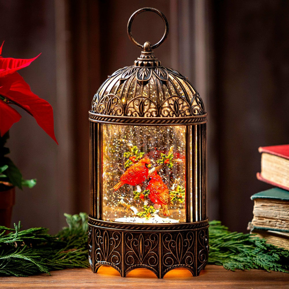 Snowbirds LED Table Decor Cardinal in Birdcage Plastic Water Lantern,  | Plow & Hearth