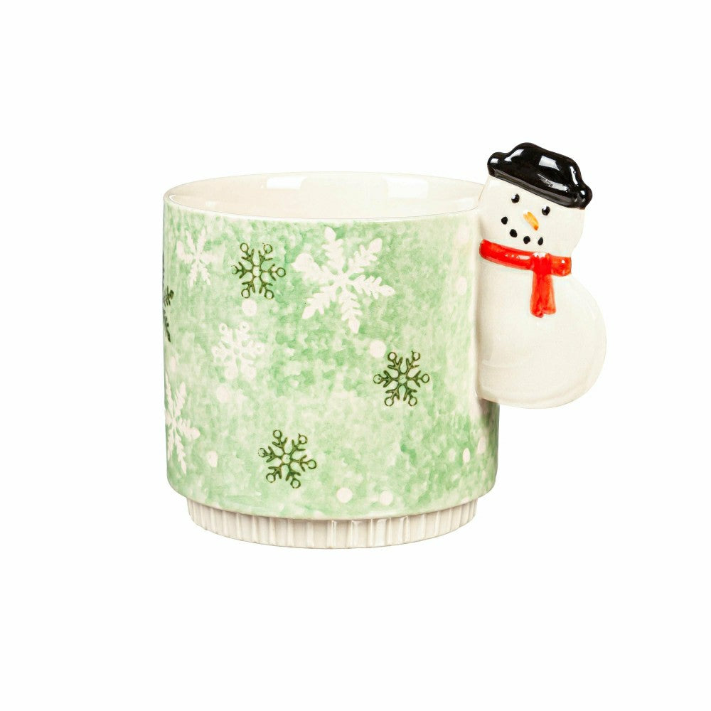 15oz Ceramic Cup, Snowman Handle | Plow & Hearth