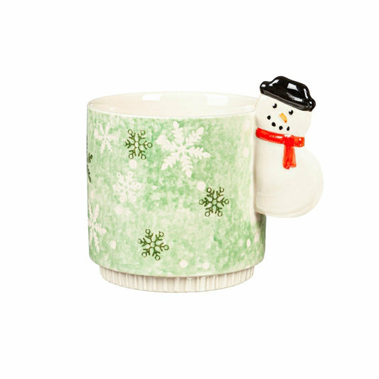 15oz Ceramic Cup, Snowman Handle | Plow & Hearth