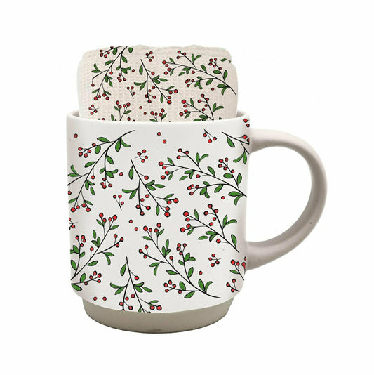 Snowbirds Drinkware Gift Set Ceramic Cup and Kitchen Towel, 12oz, 18"  | Plow & Hearth