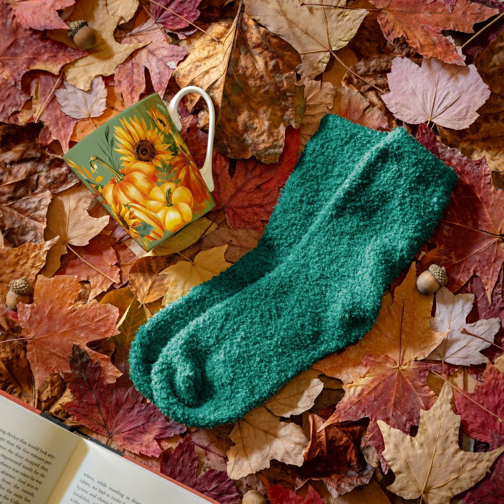 Grateful Gatherings Ceramic Flare Cup and Teal Socks Gift Set, 12oz, G | Plow & Hearth