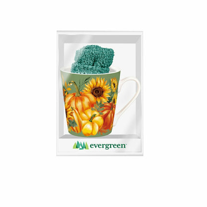 Grateful Gatherings Ceramic Flare Cup and Teal Socks Gift Set, 12oz, G | Plow & Hearth