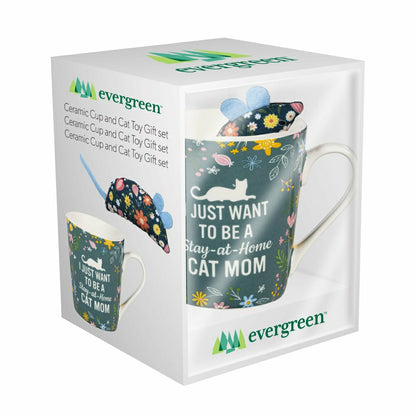 Pet Drinkware Gift Set Ceramic Flare Cup and Cat Toy, 12oz, Gift Box | Plow & Hearth