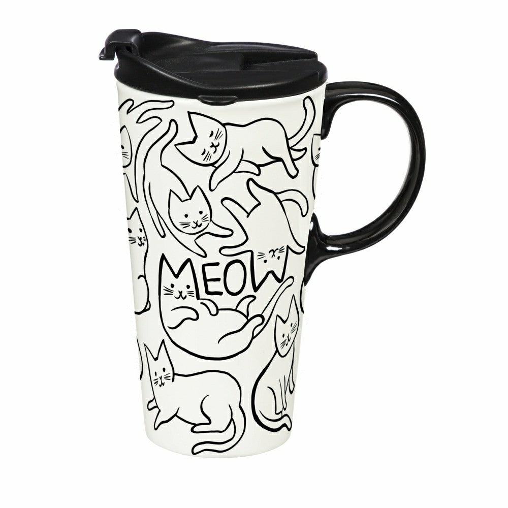 Pet Ceramic Perfect Cup, Meow Cat, 17oz, Gift Box | Plow & Hearth