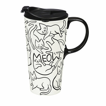 Pet Ceramic Perfect Cup, Meow Cat, 17oz, Gift Box | Plow & Hearth