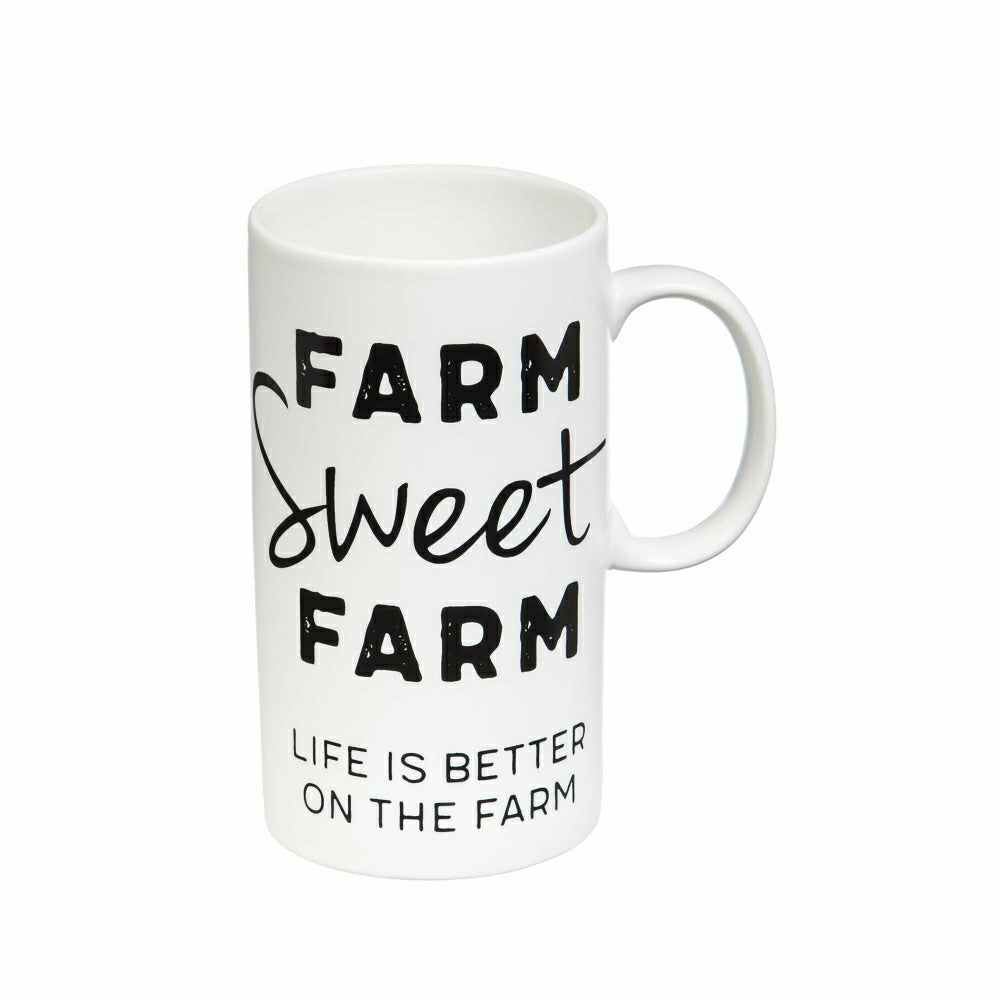 Tall Ceramic Cup, 20 OZ, Farm Sweet Farm | Plow & Hearth