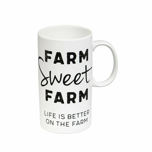 Tall Ceramic Cup, 20 OZ, Farm Sweet Farm | Plow & Hearth